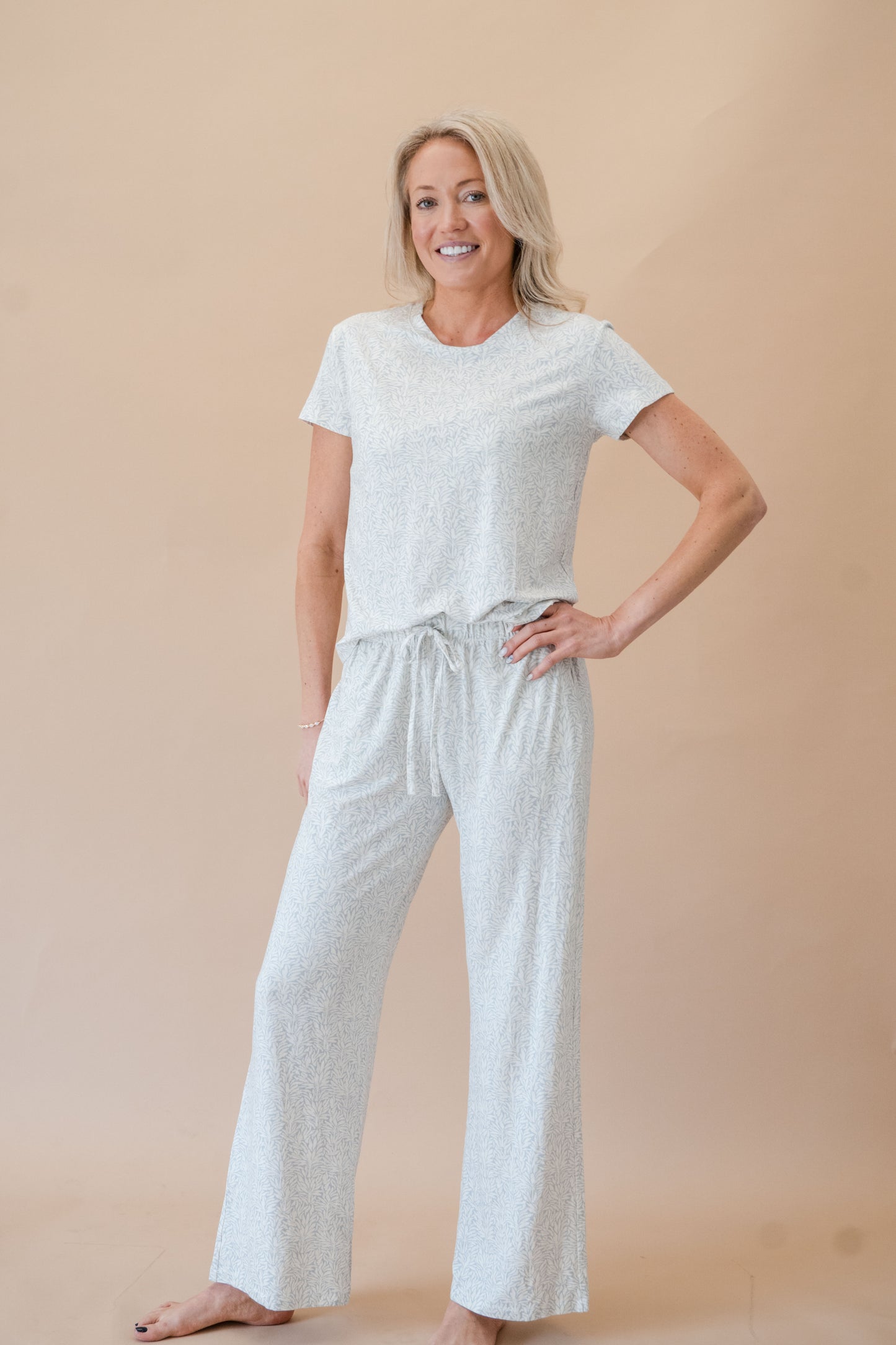 PALM ROYALE Short Sleeve/Long Pant Set - Cozeezz